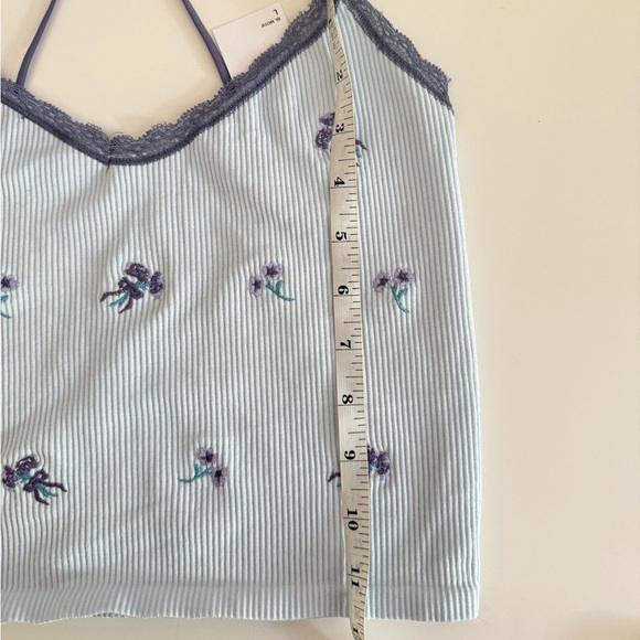 Out From Under Women Blue Floral Ribbed Seamless Cami Tank Top Size L Y2K Trend - Picture 9 of 9